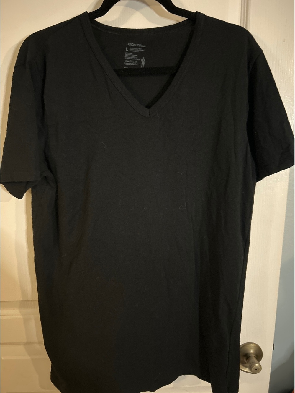 Jockey StayNew Black Slim Stretch V-Neck T-Shirt Large